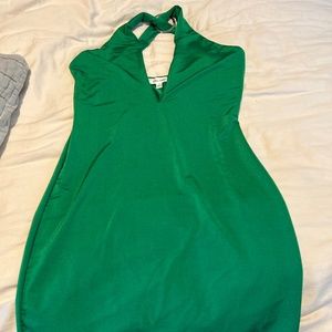 Green v neck dress
